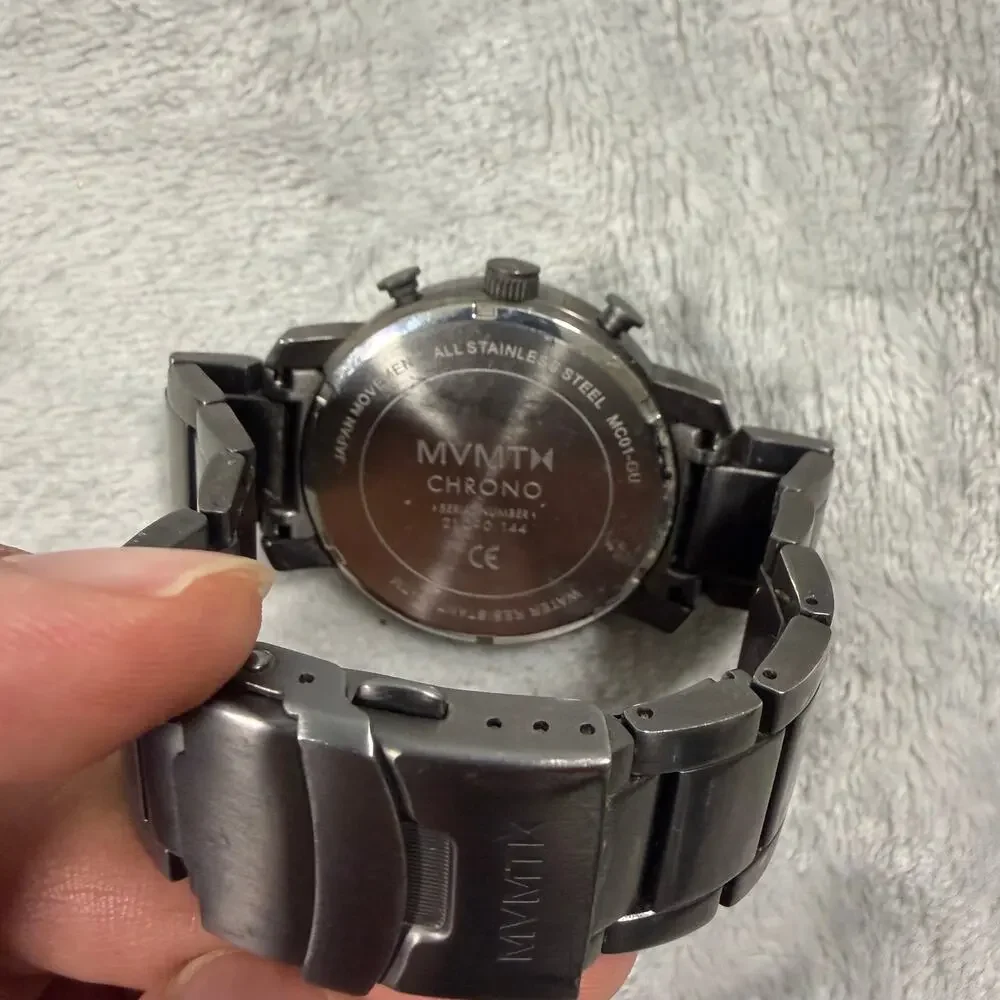 MVMT Chrono Mens Watch Black Gunmetal Stainless Steel Chronograph Needs Battery